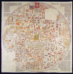 Copia facsímil del "Mappamundi de Ebstorf", realizado para el convento de Ebstorf, cerca de Luneberg, hacia 1339 (impresión)