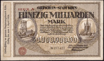 Billete de cincuenta mil millones de marcos, 1923
