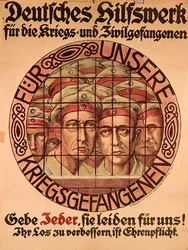 Póster de la Primera Guerra Mundial instando a los alemanes a dar dinero para ayudar a los prisioneros de guerra alemanes