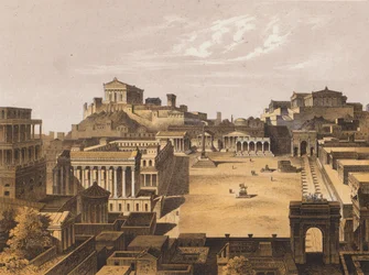 Foro, Antigua Roma (litografía en color)