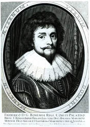 Federico V (1596-1632), Rey de Bohemia, Elector Palatino del Rin, grabado por Willem Hondius, 1633