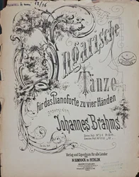 Portada de Danzas Húngaras (Ungarische Tanze) de Johannes Brahms (1833-1897)