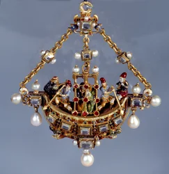 Arte alemán: colgante con forma de barco