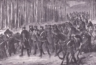 Caballería alemana en ruta a París, Historia de la guerra entre Francia y Alemania de Cassell, publicada por Cassell and Company Limited, c.1890