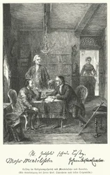 Filósofo y dramaturgo alemán discutiendo religión con Moses Mendelssohn y Johann Kaspar Lavater