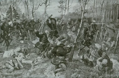 Combate cuerpo a cuerpo entre los húsares y los rusos en Birkenwalde