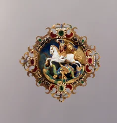 Broche de sombrero con San Jorge