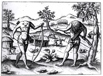 Hombres y mujeres sin cabeza, ilustración del relato de Sir Walter Raleigh sobre Guyana, publicado en Núremberg, 1599