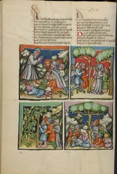 Iluminaciones de la Weltchronik, ms. 33, fol. 135v, hacia 1400-10