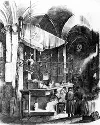 Interior de la Altneuschule (Sinagoga Vieja-Nueva), Praga, 1852