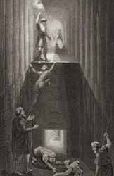 Interior de la Gran Pirámide de Giza, Egipto. Ilustración para Bilder-Atlas