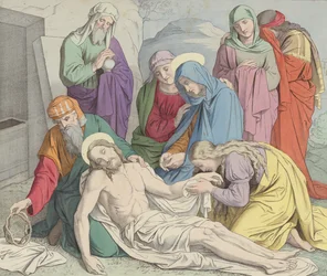 Jesús es puesto en el sepulcro