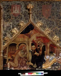 ""La Anunciación"" (La Anunciación) Pintura sobre madera de la escuela alemana del siglo XV Museo Pushkin, Moscú