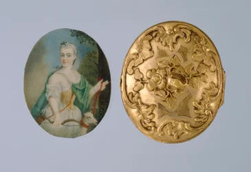 Medallón con miniatura de Wilhelmine como Diana, mediados del siglo XVIII