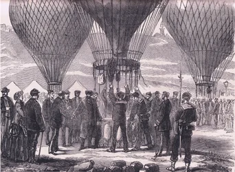 M Gambetta partiendo hacia Tours, Historia de la guerra entre Francia y Alemania de Cassell, publicada por Cassell and Company Limited, c.1890