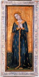 Virgen vestida con un manto de maíz (témpera sobre madera)
