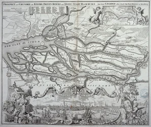 Mapa de Hamburgo y sus alrededores, publicado en Núremberg