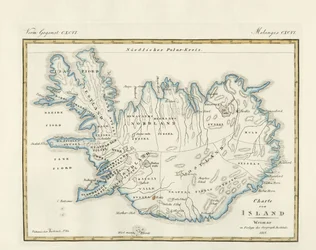 Mapa de Islandia (grabado coloreado)
