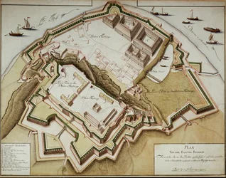 Mapa de la fortaleza de Belgrado tras su conquista por el mariscal de campo Gideon Freiherr von Laudon ...