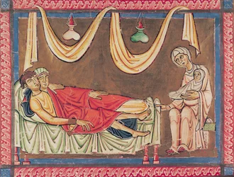 Matrimonio de Oseas y la prostituta, de la Biblia de St. Andre aux-Bois