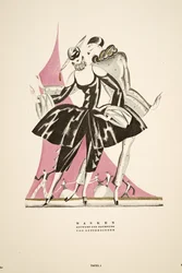 "Masken": diseñado y dibujado por Offterdinger, de Styl, pub.1922 (pochoir print)