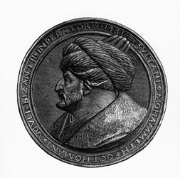 Medallón de Mehmed II, de Geschichte der Byzantiner und des Osmanisches Reiches por G.S. Hertzberg, 1883