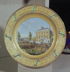 Plato de Meissen, decorado con una escena de Apsley House, c.1818