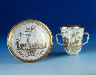Taza y platillo de porcelana de Meissen