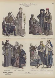 Trajes del Medio Oriente (grabado coloreado)