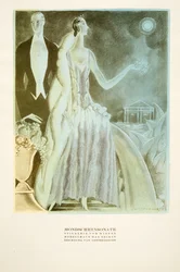 Mondscheinsonate, vestido estilizado por Wiener, de Styl, pub.1922 (impresión pochoir)