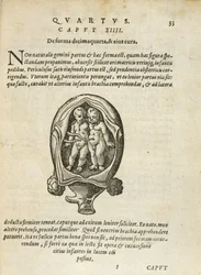 Gemelos no idénticos en el útero, ilustración del capítulo 14, Libro 4 de Sobre la Concepción y el Crecimiento del Hombre por Rueff, 1587