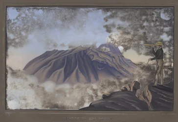 Lado norte del Merapi visto desde la ladera sur de Merbabu, pl.X, de Topographischer und naturwissenschaftlicher Atlas zur Reise durch Java, por Dr. Fr. Junghuhn, Magdeburgo, 1845