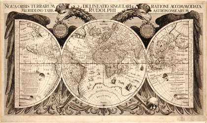 Nova orbis terrarum, de "Tabulae Rudolphinae" por Johannes Kepler, 1627-30
