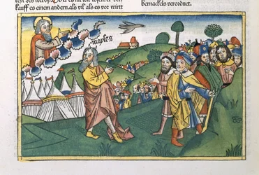 Números 1:1-20 Preparativos para el viaje desde el Monte Sinaí, de la Biblia de Núremberg (Biblia Sacra Germanaica)