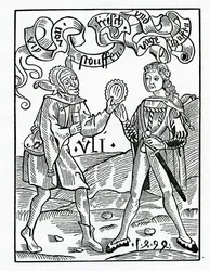 De nuevas modas y vestimentas disfrazadas, ilustración de la traducción al inglés de Alexander Barclay de 