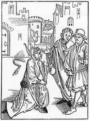 Del desprecio y desdén de la pobreza, ilustración de la traducción al inglés de Alexander Barclay de 