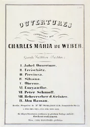 Página con presentación de oberturas de varias óperas de Carl Maria von Weber