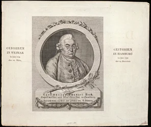 Retrato de Carl Philipp Emanuel Bach (1714-88) grabado por C. D. Krohn, 1788