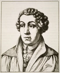 Retrato de Johann Reuchlin (1455-1522) copia de un grabado alemán del siglo XIX, ilustrado en Historia de la Magia, publicado a finales del siglo XIX