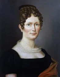 Retrato de Johanna Christiane Schumann (1767-1836), madre del compositor alemán Robert Schumann (1810-1856), pintura de principios del siglo XIX por artista desconocido