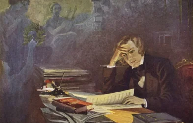 Retrato de Robert Schumann (litografía en color)