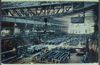 Postal que representa la fábrica Krupp en Essen, c.1914