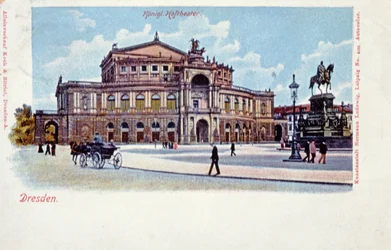 Postal que representa la Ópera Semper, Dresde, c.1900