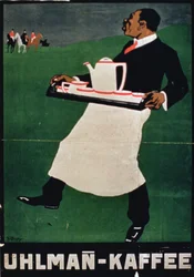 Cartel publicitario de "Uhlman Coffee" (litografía en color)