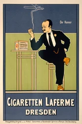 Cartel de cigarrillos Laferme, ed. Grimme  Hempel, Leipzig (litografía en color)