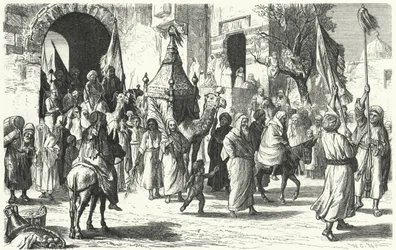 Retorno de una caravana de peregrinos a La Meca