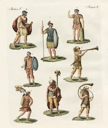 Soldados de infantería romanos