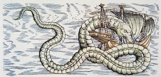 Serpiente marina ataca un barco