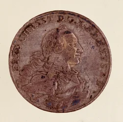 Tálero de plata de Federico Cristián, Margrave de Brandeburgo-Bayreuth (1708-1769) 1766 Diam. 4 cm Nápoles, museo arqueológico