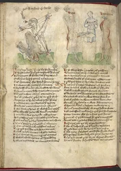 Sloane 361, f.25v La elevación de la Cruz; Jubal y Tubal-Cain, de 